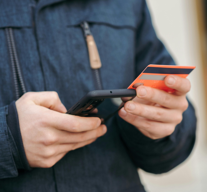 Man using a banking mobile app